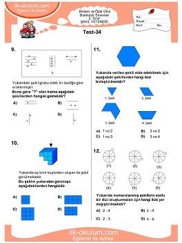 ilkokul 1. Sınıf Bilsem Zeka Testi 